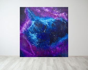 Original Galaxy Painting: Celestial Universe Artwork, 12x12 Canvas
