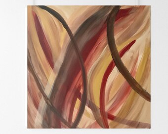 Large Abstract Canvas Painting: Neutral Wall Art, 24x24