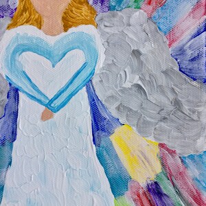 Angel Painting, Religious Painting, Angel Art, Gift for Her, Religious Gift, Baptism Gift, Religious Home Decor, Canvas Wall Hanging image 9