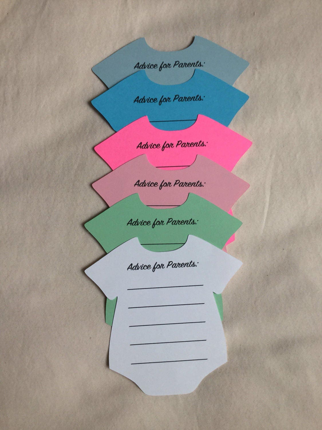 Onesie Cutout Advice for the New Parents Baby Shower Advice Cards