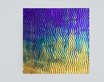 Abstract Gold Leaf Impasto Painting: Wall Art Decor,  Textured Art, 12 x 12 canvas