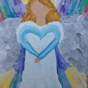 Angel Painting, Religious Painting, Angel Art, Gift for Her, Religious Gift, Baptism Gift, Religious Home Decor, Canvas Wall Hanging image 7