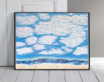 Original Acrylic Seascape Painting: Beach House Coastal Wall Art, 24x30