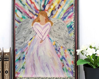 Angel Painting Print: Religious Nursery Artwork (8x10 JPG Digital Download)