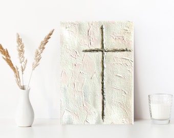 Religious Artwork, Cross Painting, Religious Gift, Religious Painting, Textured Painting, Baptism Gift, Wedding Gift, Religious Home Decor