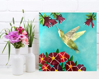Hummingbird Painting, Canvas Wall Hanging, Nature Inspired Art, Gift for Her, Home Decor, Wall Decor, Artwork for Walls, Bird Artwork