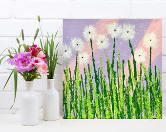 Dandelion Painting, Textured Painting, Gift for Her, Canvas Wall Hanging, Birthday Gift, Kitchen Decor, Trendy Artwork, Unique Gift