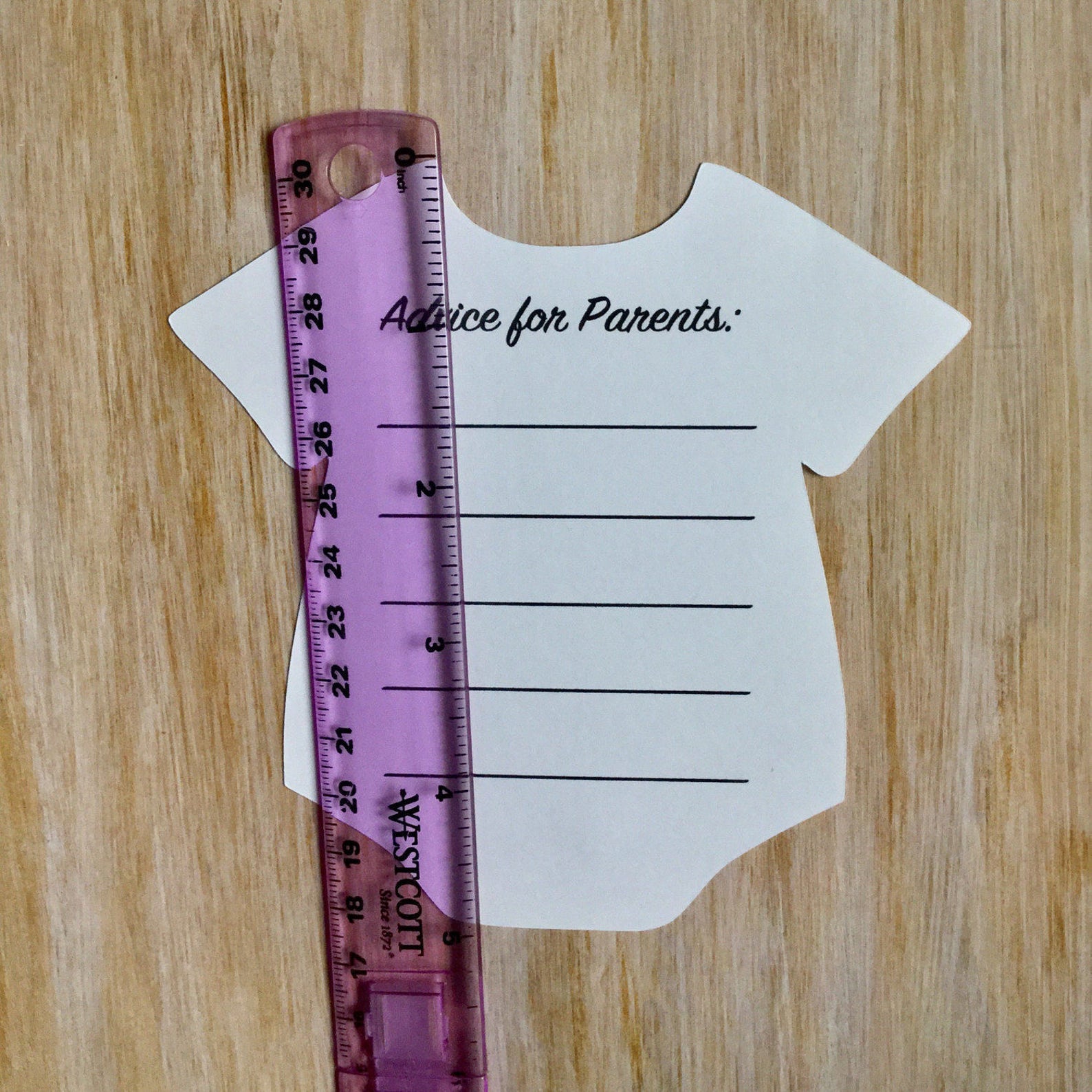 Onesie Cutout Advice for the New Parents Baby Shower Advice Cards