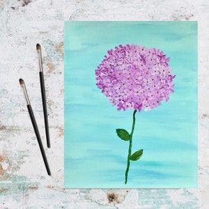 Hydrangea Painting: Floral Acrylic Artwork on Canvas (8x10)