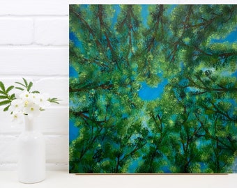 Home Decor Landscape Painting, Tree Painting, Canvas Painting, Wall Hanging, Office Artwork, Original Painting, Stretched Canvas