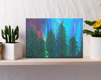 Northern Lights Painting: Michigan Aurora Borealis Canvas Art