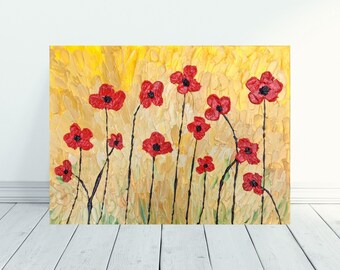 Poppy Painting, 3D Flowers Wall Decor Home Decor, Textured Painting, Flower Painting, Impasto Painting, Floral Artwork, For Gift