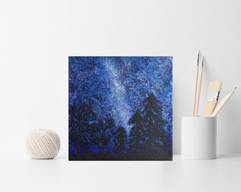 Milky Way Galaxy Painting: Original Celestial Art on Canvas (6x6)