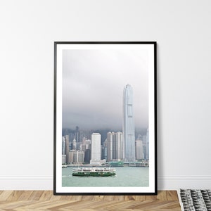 Star Ferry Hong Kong Print - Victoria Harbour Living Room Wall Art - Hong Kong Skyline China Poster - Travel Photography Housewarming Gift