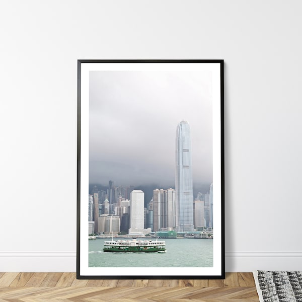 Star Ferry Hong Kong Print - Victoria Harbour Living Room Wall Art - Hong Kong Skyline China Poster - Travel Photography Housewarming Gift