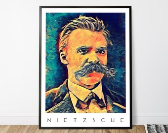 Friedrich Nietzsche Poster - Philosophy Print - Philosopher Wall Art - Philosophy Student Gift - Philosophy Decor - Famous Writer Postcard