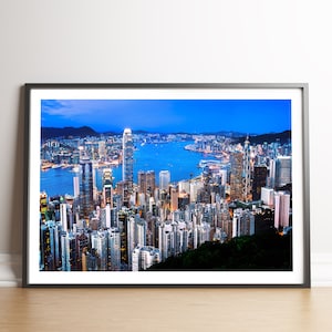Victoria Peak Hong Kong Skyline - Original Hong Kong Print - HK Cityscape Night View - China Travel Souvenir - Custom Living Room Decor