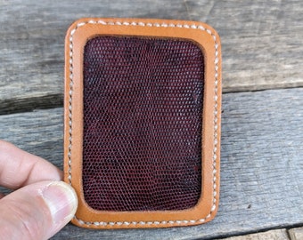 Leather Front Pocket Wallet with Lizard Skin, Slim Wallet, Mens Leather Wallet