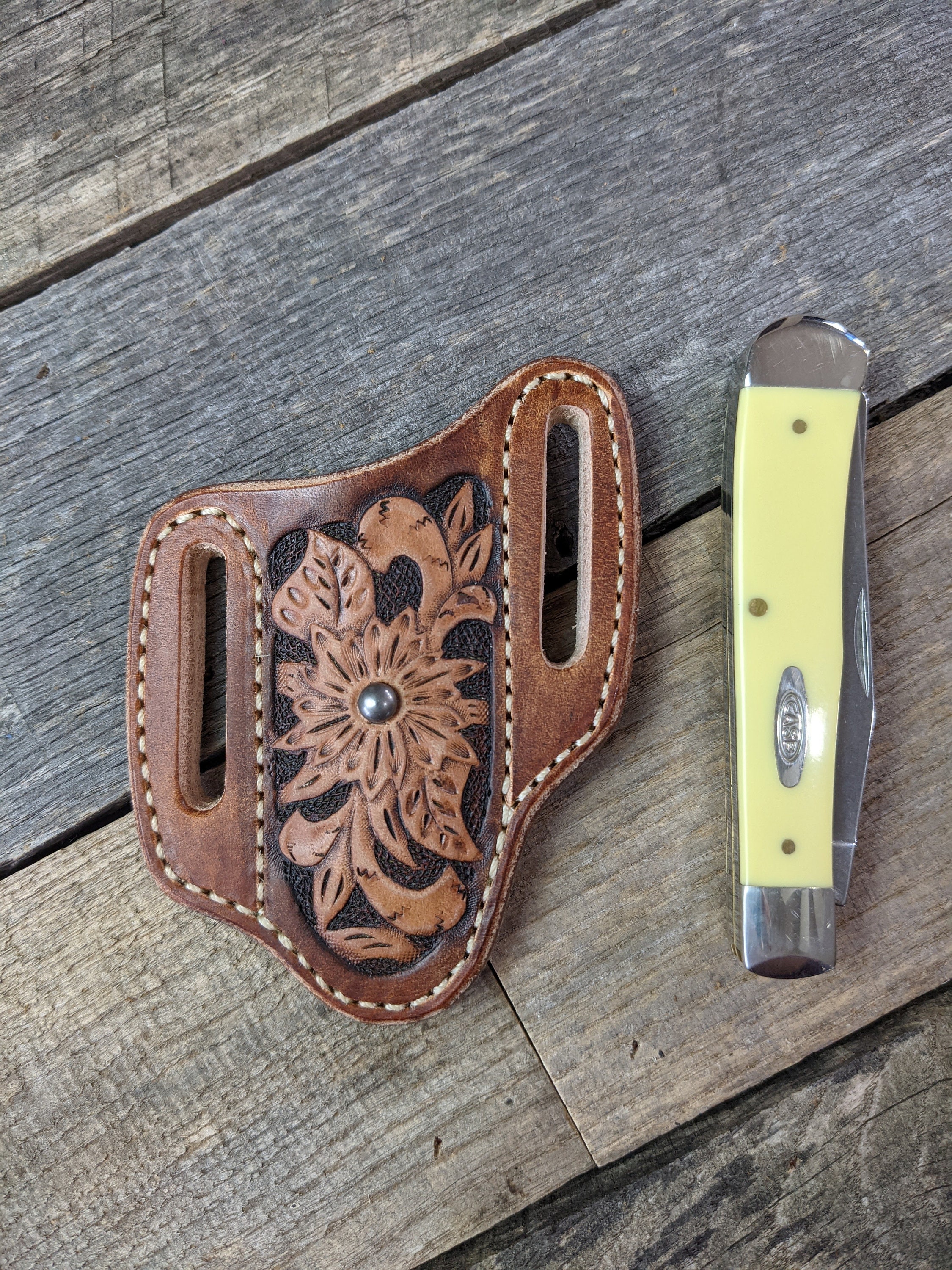 Western Belt and Gold Buckle with Pocket Knife