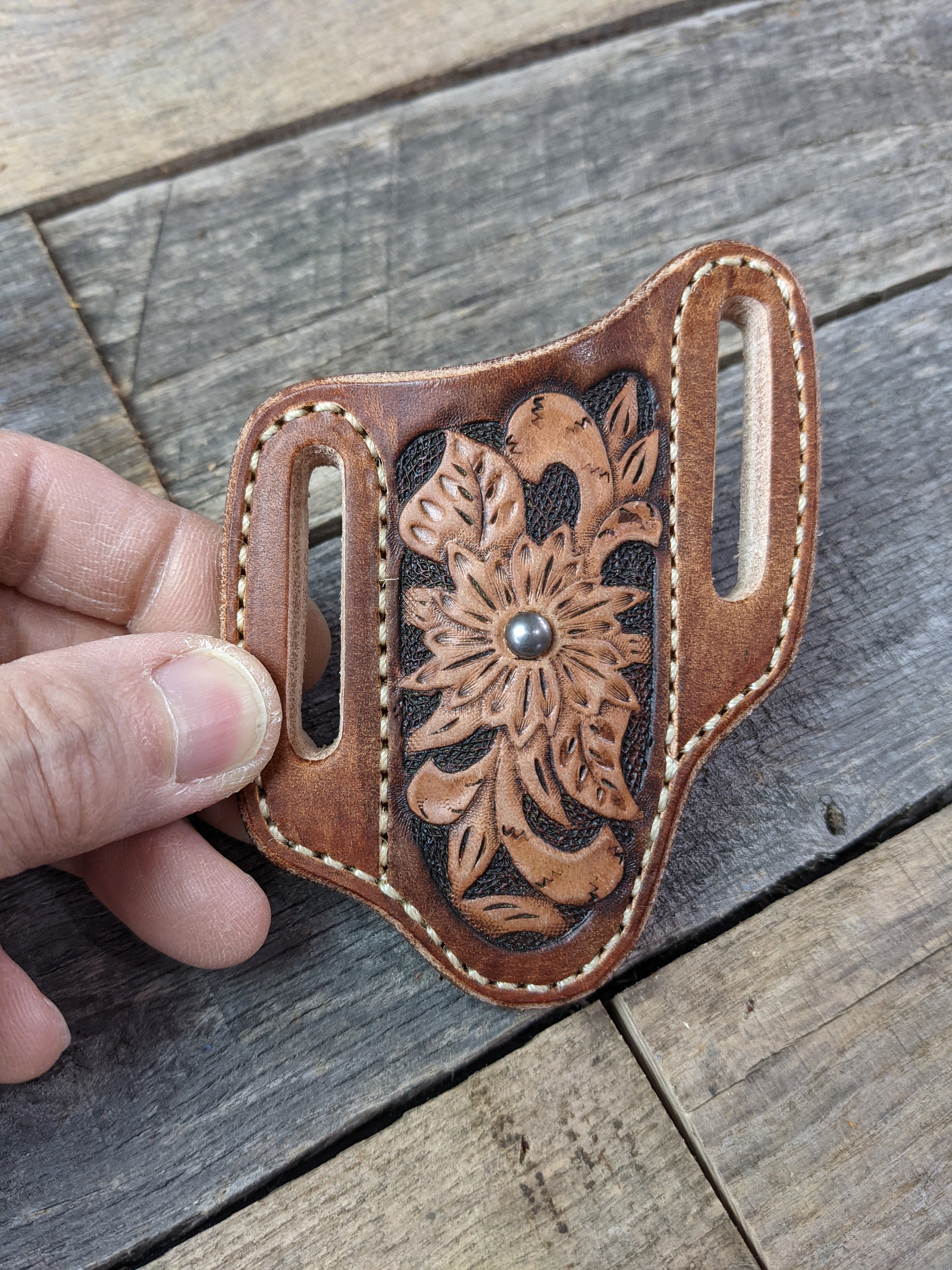 Pocket Knife Sheath - Pouch - Floral tooled – RB Leather
