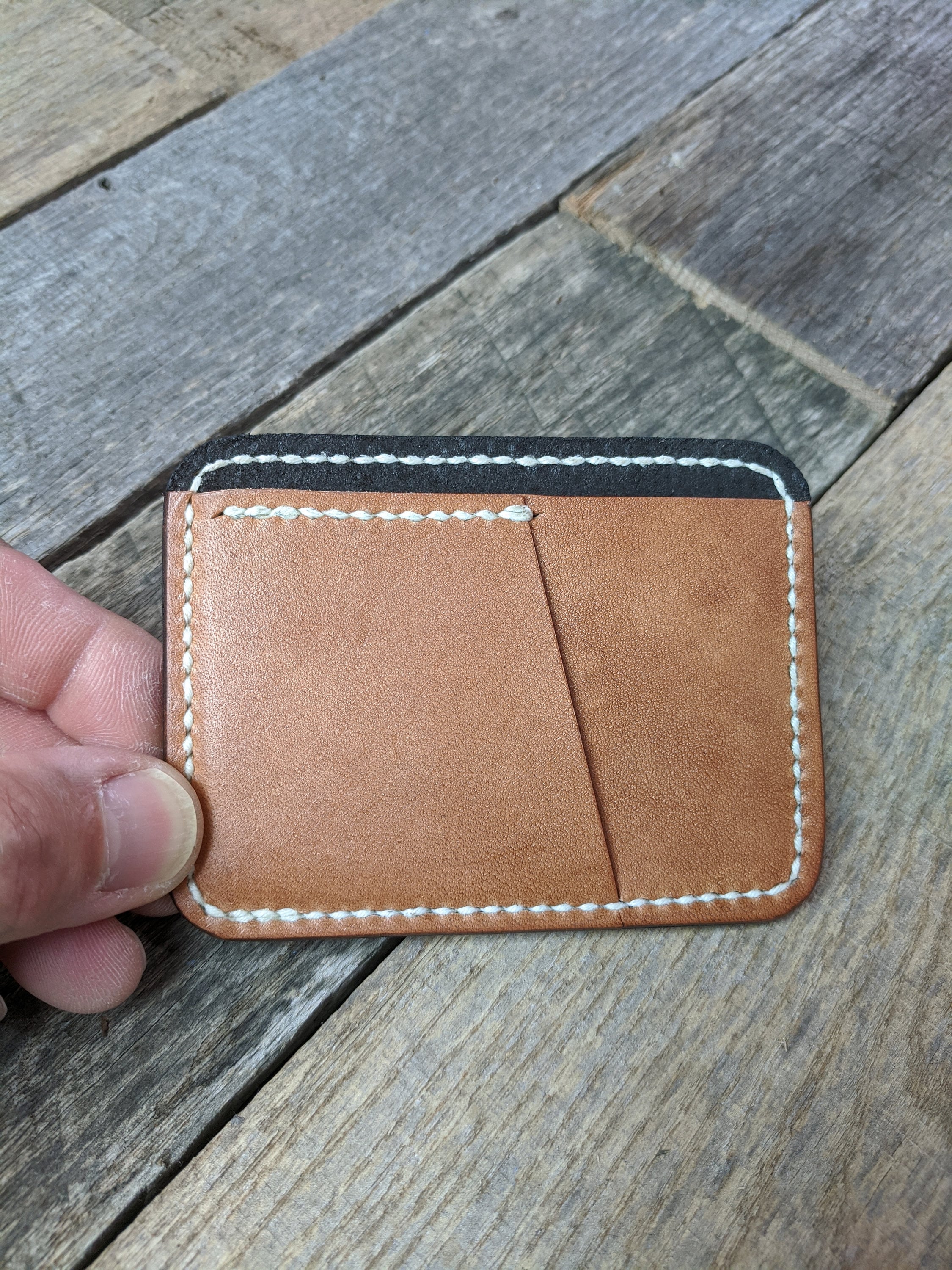 Hand Tooled Leather Front Pocket Wallet with Celtic Wolf Design, Slim