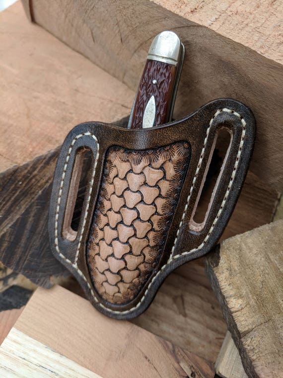 Hand Tooled Leather Knife Sheath With Western Triple Weave Etsy