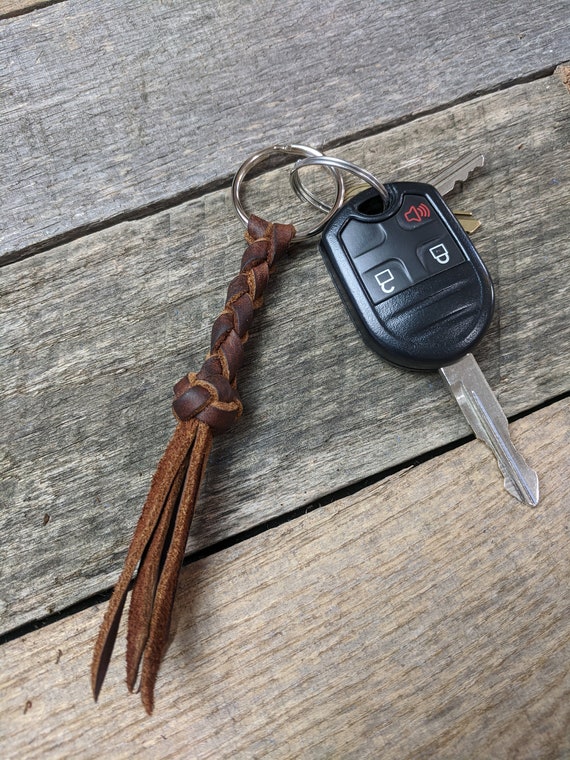 braided leather keychain