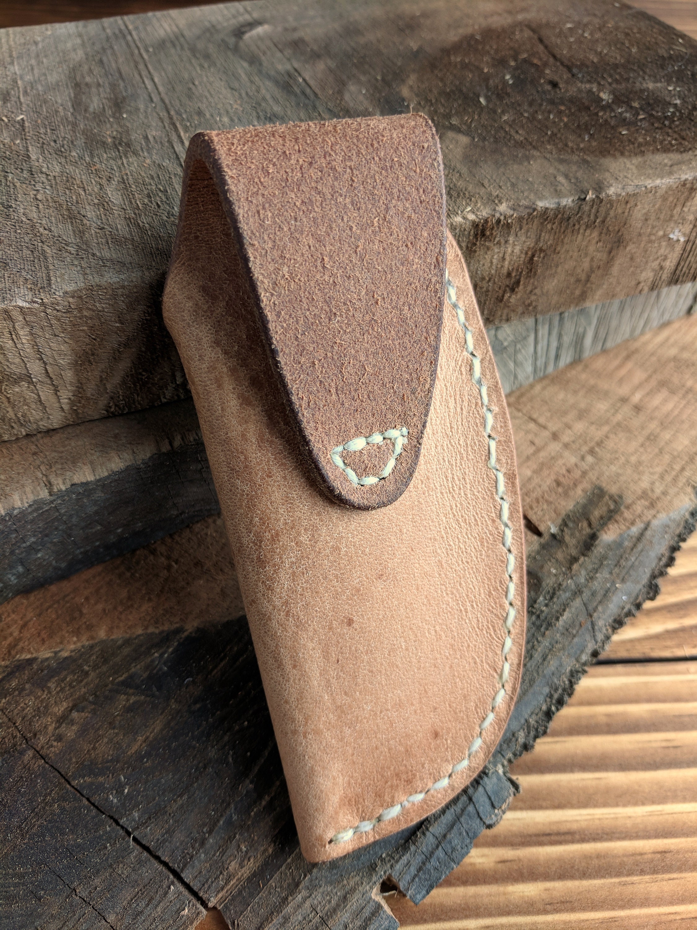 Hand Tooled Leather Knife Sheath for Case Trapper Knife Natural Oil Finish