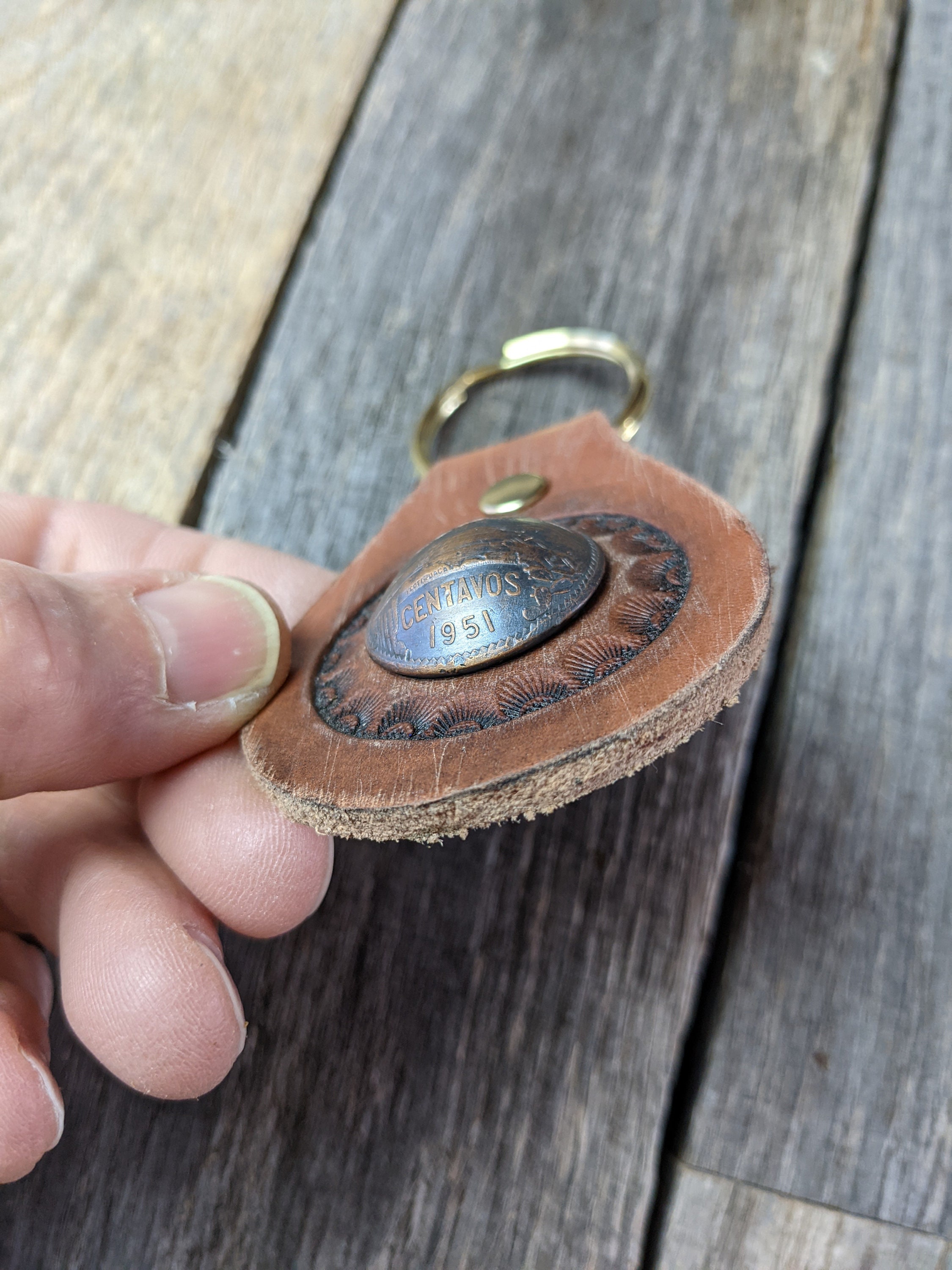 Rustic Southwest Hand Tooled Leather Coin Purse