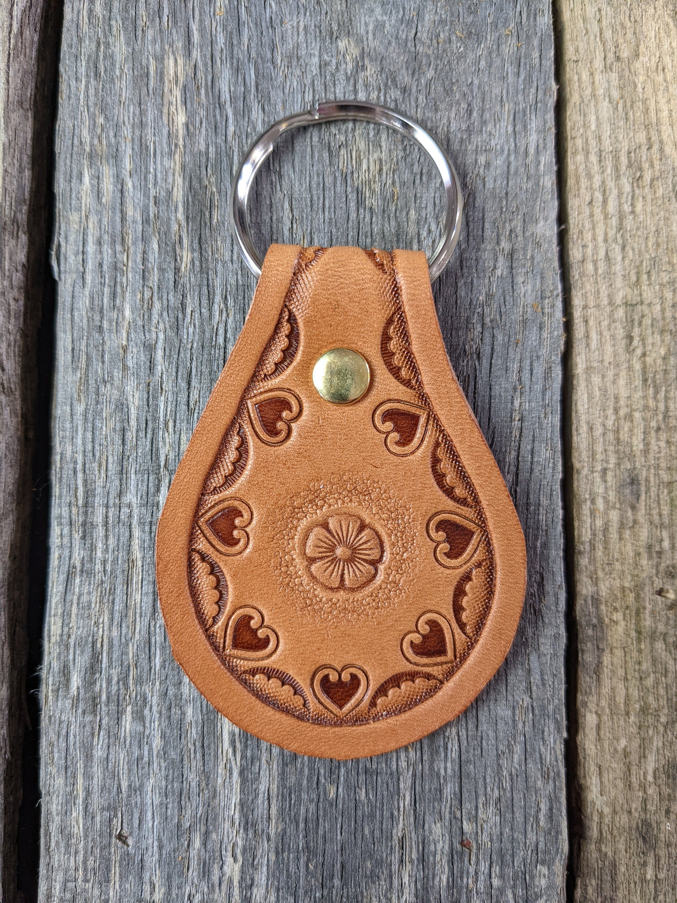 Leather Keychain - Topographic Engraved Design - EvenOdd