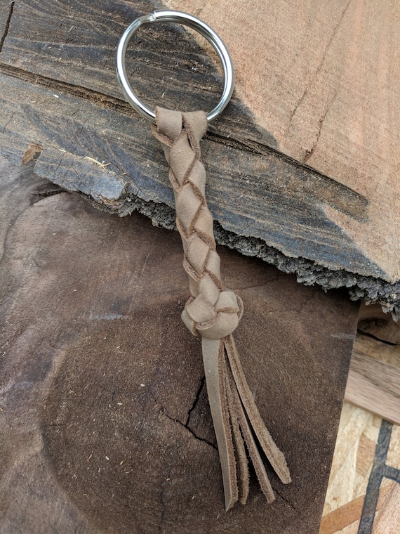 braided leather keychain
