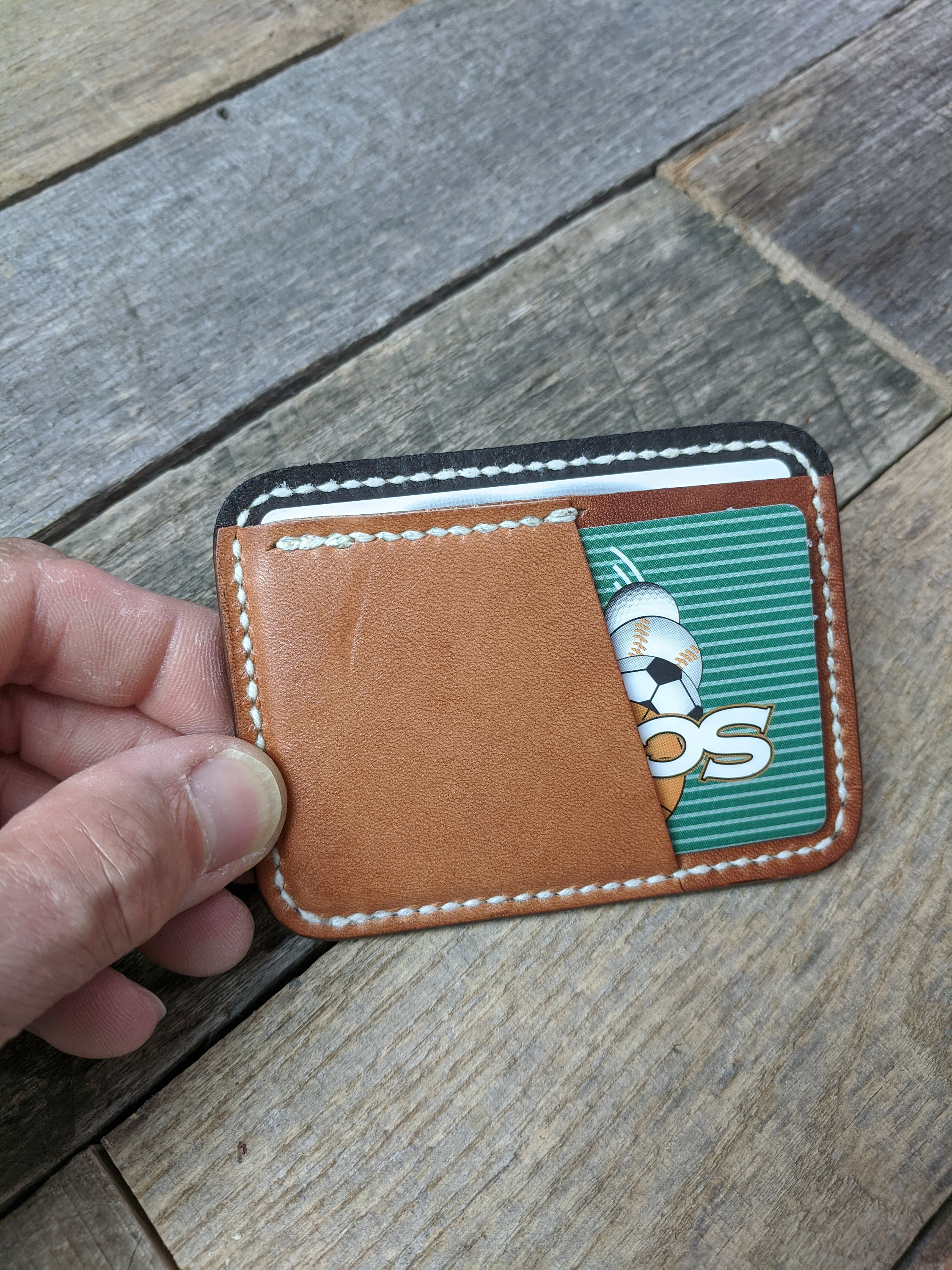 Hand Tooled Leather Front Pocket Wallet with Western Flower Art, Slim