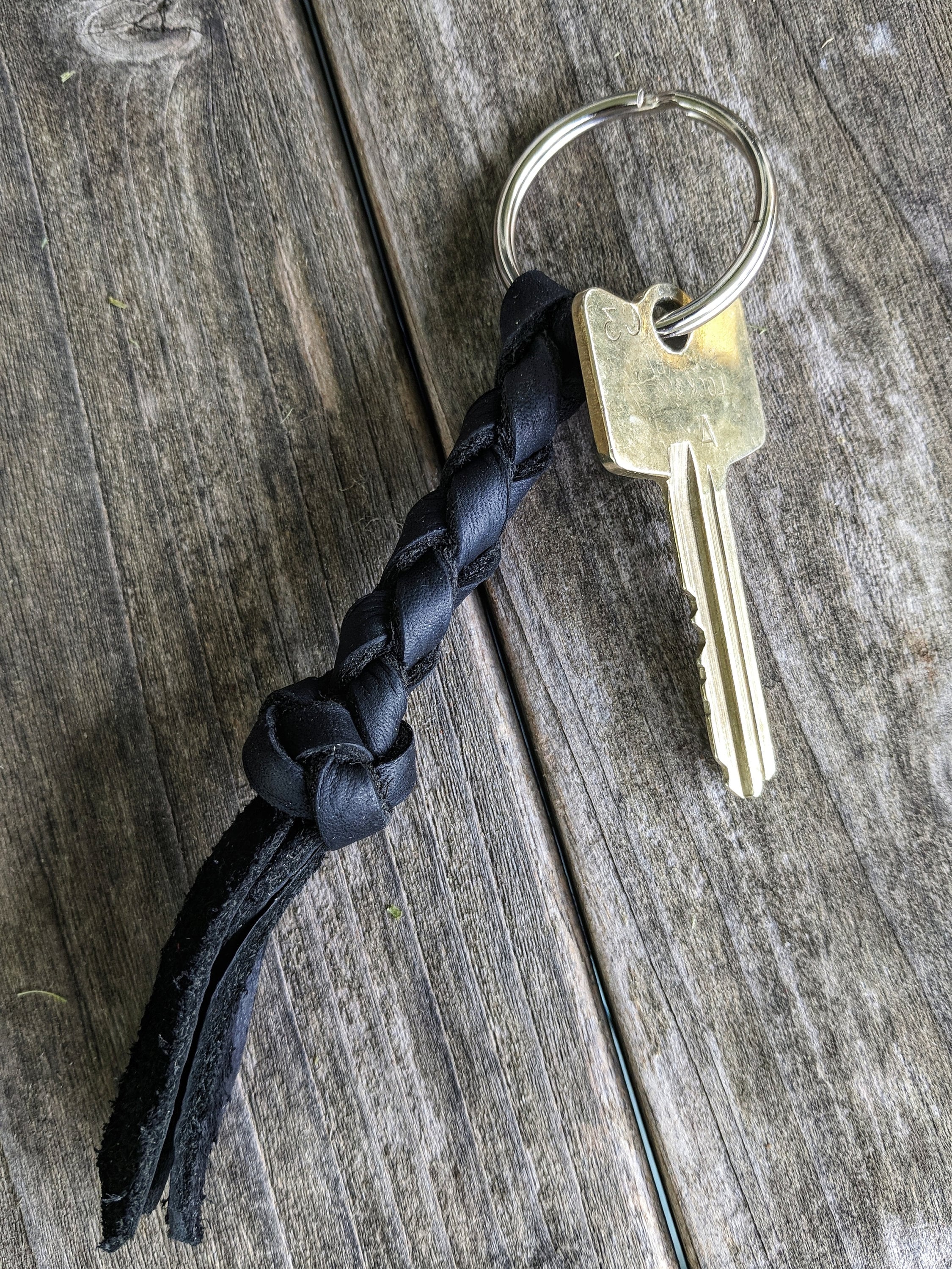 Braided Black Leather Keychain Round Braid with Turk's Etsy