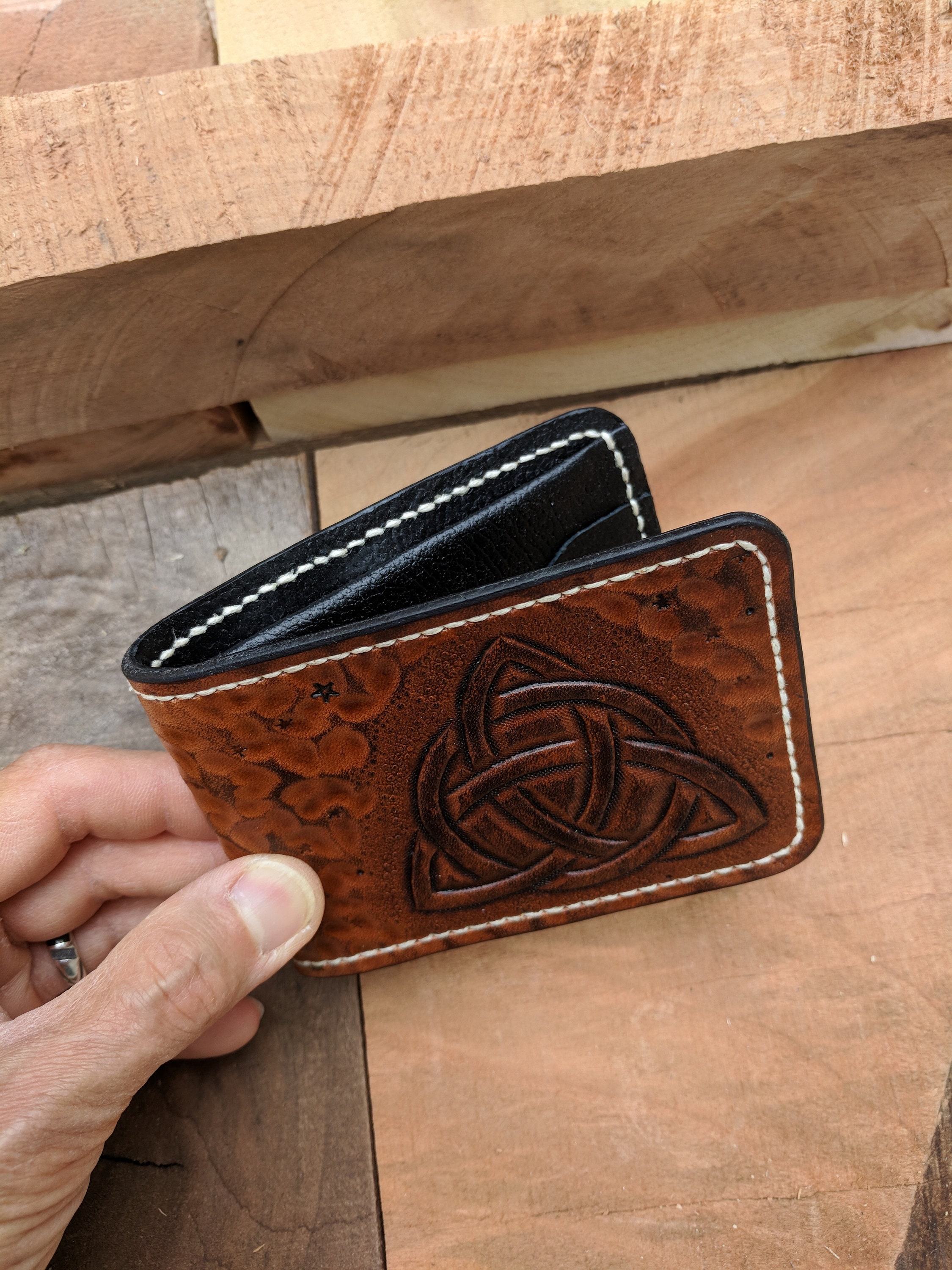 Men's Leather Wallet | Celtic Trinity Knot | Father, Son & Holy Spirit