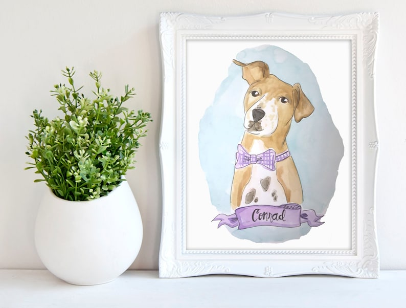 Custom Pet Portrait, Custom Pet Painting, Custom Handmade Watercolor Dog Painting, Cat Painting, Father's Day Pet Illustration Gift 1 Pet image 1