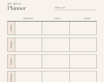 Meal Planner, Digital Planner, Weekly Planner, Printable, Daily Planner, Daily Schedule, Weekly Schedule, Instant Download