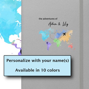 Custom Couple Travel Journal, Personalized Travel Book, Solo or His and Hers Notebook, My / Our Adventure Book