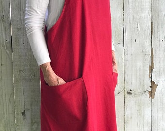 Red Linen Blend apron