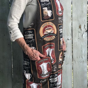 Coffee Print Japanese Style Apron made in USA/ready to ship