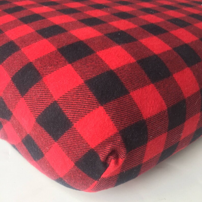 red buffalo plaid crib sheet
