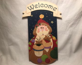 Santa and Reindeer Welcome Banner