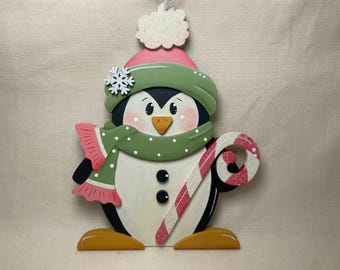Large Penguin with Candy Cane Ornament