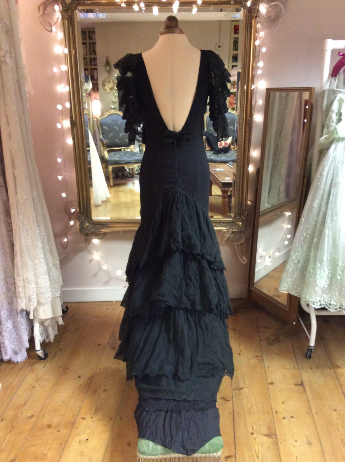 Vintage Grace Elliott Handmade Bespoke Black Silk Lace Etsy