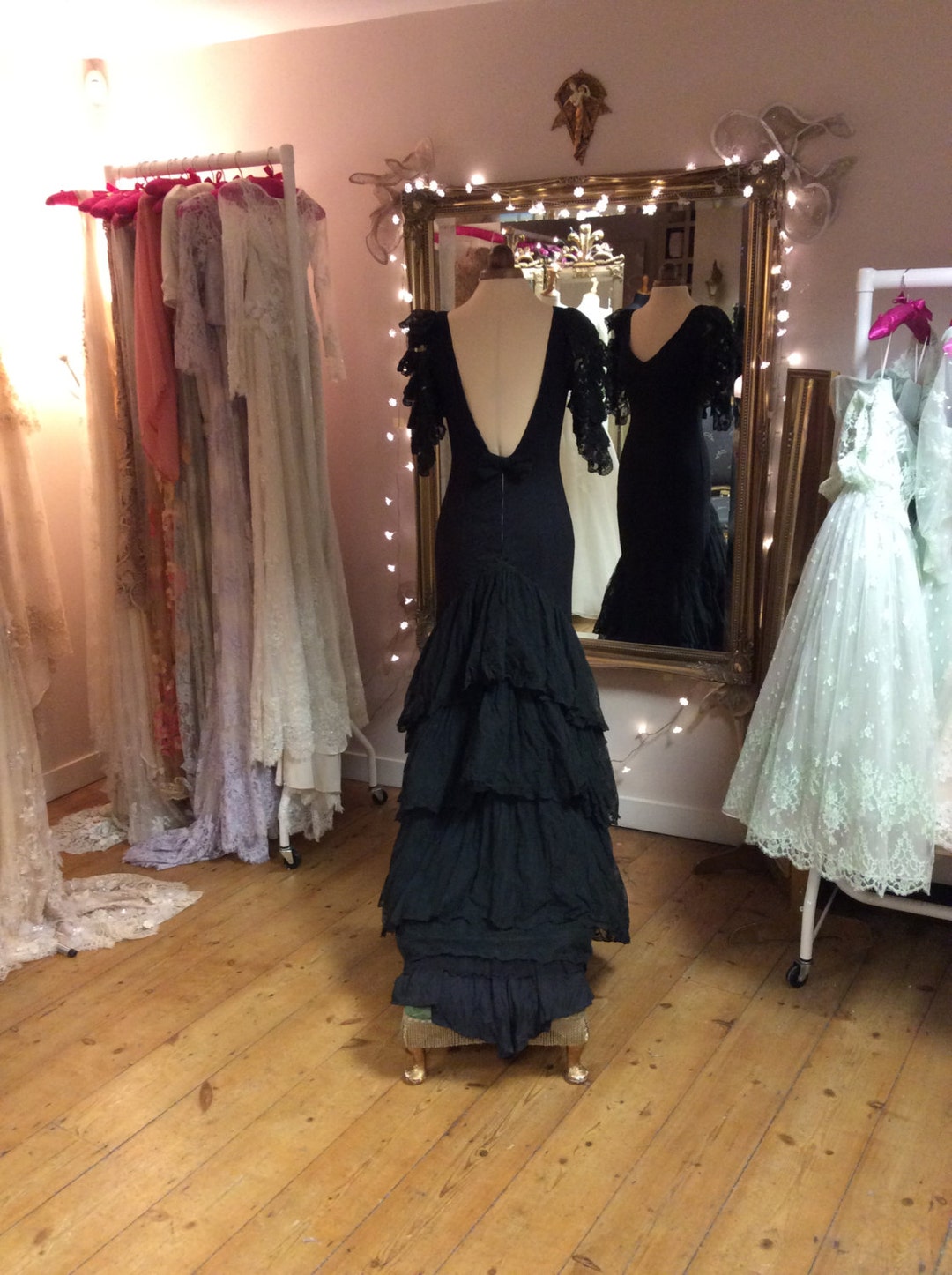 Vintage Grace Elliott Handmade Bespoke Black Silk Lace Etsy