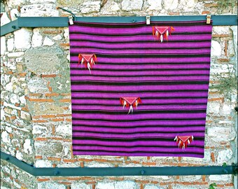 Calm Color Patchwork Boho Rug. Vintage Turkish Kilim Rug.  Nomadic Flat Woven. Hand Woven Anatolian Rug. 4' 8" x 4' 9" (140 x144cm) [6010]