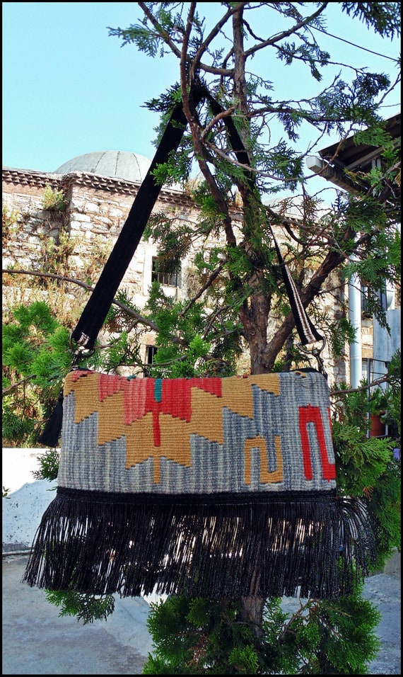 Modernized Boho Handmade Rug Tote Bag. Vintage Ki… - image 4