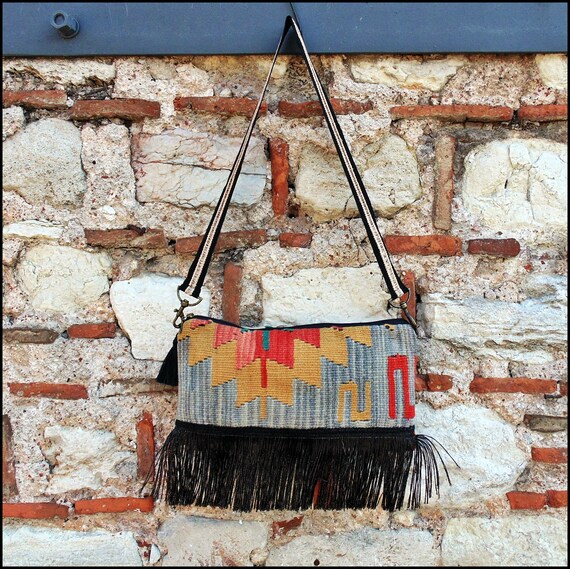 Modernized Boho Handmade Rug Tote Bag. Vintage Ki… - image 5
