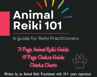 E-book del curso Animal Reiki 101 + Guía de chakras animales / Tablas de chakras imprimibles / Aprende a darle Reiki a tu mascota / Comunicación animal