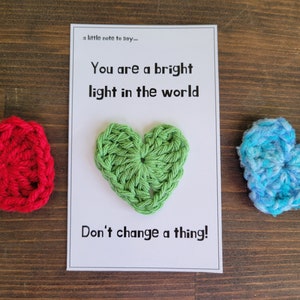 A light in the world card | Crochet Pocket Heart Token | Appreciation Gift | Recognition Gift | Thank-you Gift