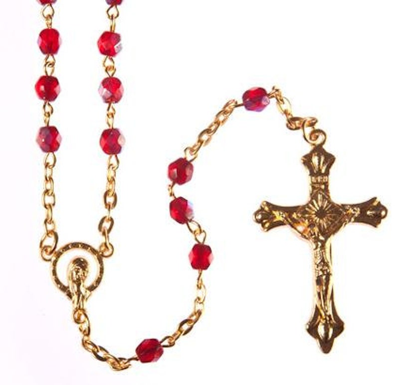 Red Bead Rosary Beads. A Perfect Rosary for Confirmation. Our Etsy UK